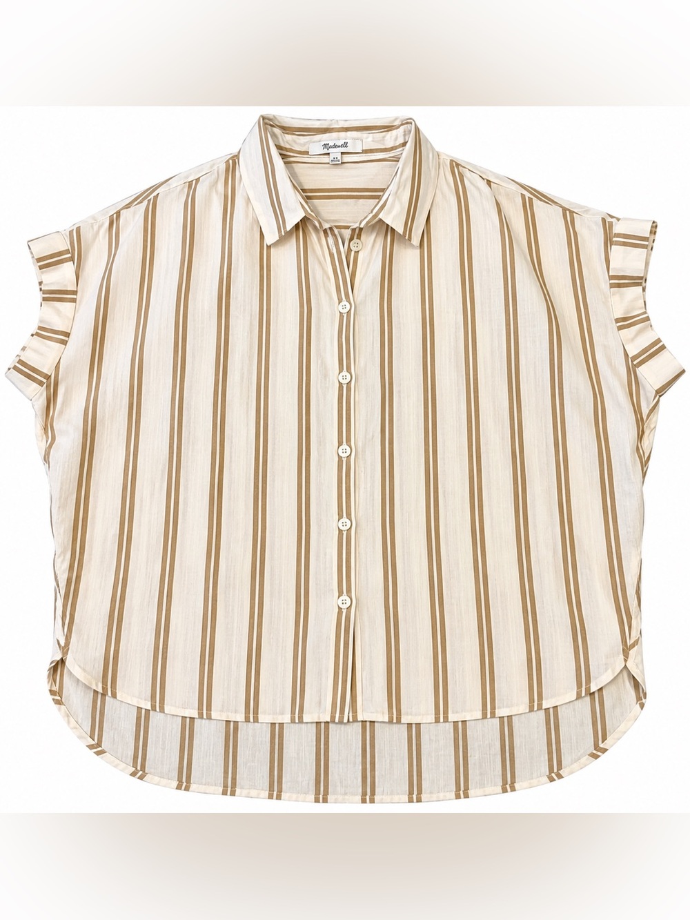 Madewell Striped Cotton Linen Button-Up Blouse Top Size S